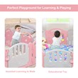 Costway 14-Panel Baby Playpen Activity Center Playard Pink Gray Plastic