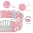 Costway 14-Panel Baby Playpen Activity Center Playard Pink Gray Plastic