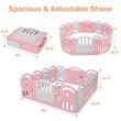 Costway 14-Panel Baby Playpen Activity Center Playard Pink Gray Plastic