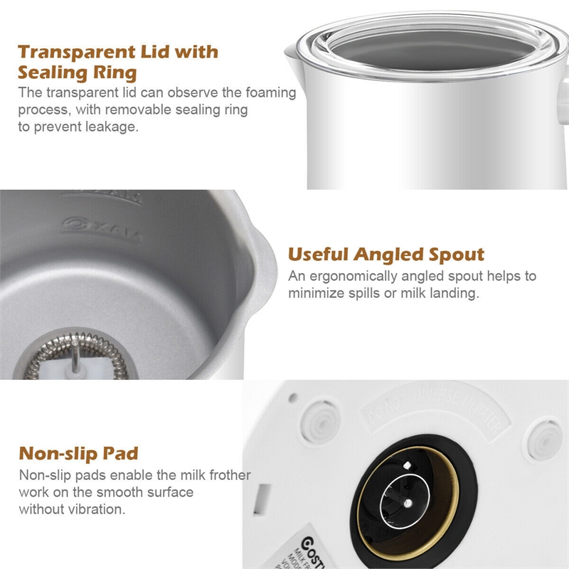 Electric Automatic Milk Frother Warmer & Heater Foam Maker Stirring White Steel