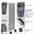 1500W Electric Oil Filled Radiator Space Heater 5.7 Fin Thermostat Room White