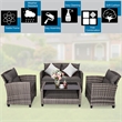 4PCS Patio Rattan Furniture Set Coffee Table Cushioned Sofa Garden Lawn Gray