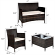 4PCS Rattan Patio Set Cushioned Sectional Sofa Chair Coffee Table Brown & Red