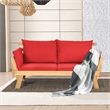 Patio Convertible Sofa Daybed Solid Wood Adjustable Furniture Red