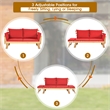 Patio Convertible Sofa Daybed Solid Wood Adjustable Furniture Red