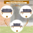 Patio Convertible Sofa Daybed Solid Wood Adjustable Furniture Gray