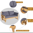 Patio Convertible Sofa Daybed Solid Wood Adjustable Furniture Gray