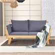 Patio Convertible Sofa Daybed Solid Wood Adjustable Furniture Gray