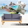 Patio Convertible Sofa Daybed Solid Wood Adjustable Furniture Gray