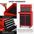 5 Drawer Rolling Tool Chest Cabinet Metal Storage Black and Red