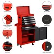5 Drawer Rolling Tool Chest Cabinet Metal Storage Black and Red