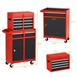 5 Drawer Rolling Tool Chest Cabinet Metal Storage Black and Red