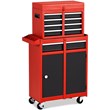 5 Drawer Rolling Tool Chest Cabinet Metal Storage Black and Red