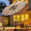 10ft Patio Solar Umbrella LED Patio Market Steel Tilt Beige