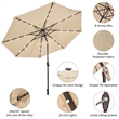 10ft Patio Solar Umbrella LED Patio Market Steel Tilt Beige