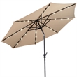 10ft Patio Solar Umbrella LED Patio Market Steel Tilt Beige