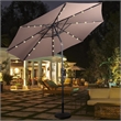 10ft Patio Solar Umbrella LED Patio Market Steel Tilt Brown