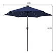 10ft Patio Solar Umbrella LED Patio Market Steel Tilt Navy