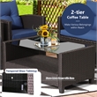 4 PCS Patio Rattan Furniture Set Glass Table Shelf Sofa Cushion Navy