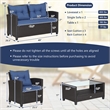 4 PCS Patio Rattan Furniture Set Glass Table Shelf Sofa Cushion Navy