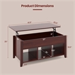 Lift Top Coffee Table w/ Hidden Compartment and Storage Shelves Brown