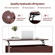 Lift Top Coffee Table w/ Hidden Compartment and Storage Shelves Brown