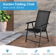 4PCS Patio Folding Dining Chairs Portable Armrest Garden Black