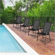 4PCS Patio Folding Dining Chairs Portable Armrest Garden Black