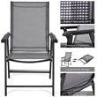 4PCS Patio Folding Dining Chairs Portable Armrest Garden Gray