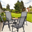 4PCS Patio Folding Dining Chairs Portable Armrest Garden Gray