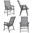 4PCS Patio Folding Dining Chairs Portable Armrest Garden Gray