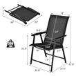 2PCS Patio Folding Dining Chairs Portable Armrest Garden Black