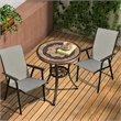 2PCS Patio Folding Dining Chairs Portable Armrest Garden Gray