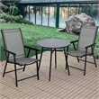 2PCS Patio Folding Dining Chairs Portable Armrest Garden Gray