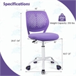 Height-adjustable Ergonomic Kids Chair w/ Wheels Purple