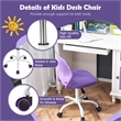 Height-adjustable Ergonomic Kids Chair w/ Wheels Purple