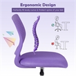 Height-adjustable Ergonomic Kids Chair w/ Wheels Purple