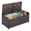 34 Gallon Patio Wicker Storage Deck Box W/Cushion Off  Brown