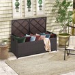 34 Gallon Patio Wicker Storage Deck Box W/Cushion Off  Brown