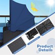 Patio Rattan Daybed Lounge Retractable Top Canopy Navy