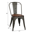 Set of 4 Style Metal Dining Side Chair Wood Seat Stackable Gray