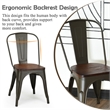 Set of 4 Style Metal Dining Side Chair Wood Seat Stackable Gray