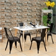 Set of 4 Style Metal Dining Side Chair Wood Seat Stackable Black