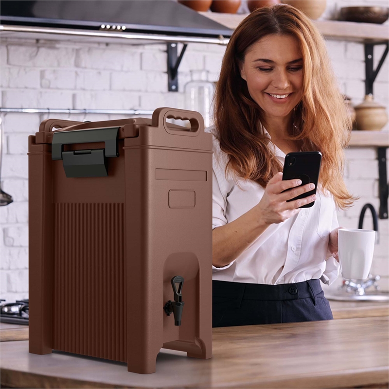 Insulated Beverage Server/Dispenser 5 Gallon Hot Cold Drinks Brown