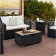 32''x 20'' Propane Rattan Fire Pit Table Set w/ Side Table Tank Black