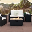 32''x 20'' Propane Rattan Fire Pit Table Set w/ Side Table Tank Black