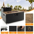 32''x 20'' Propane Rattan Fire Pit Table Set w/ Side Table Tank Black