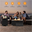32''x 20'' Propane Rattan Fire Pit Table Set w/ Side Table Tank Black