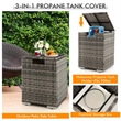 32''x 20'' Propane Rattan Fire Pit Table Set w/ Side Table Tank Gray