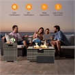 32''x 20'' Propane Rattan Fire Pit Table Set w/ Side Table Tank Gray